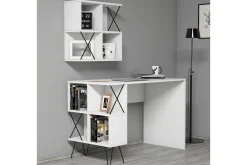 Hovdane Skrivebord 120 cm med Oppbevaring Hylle + Bokhylle L