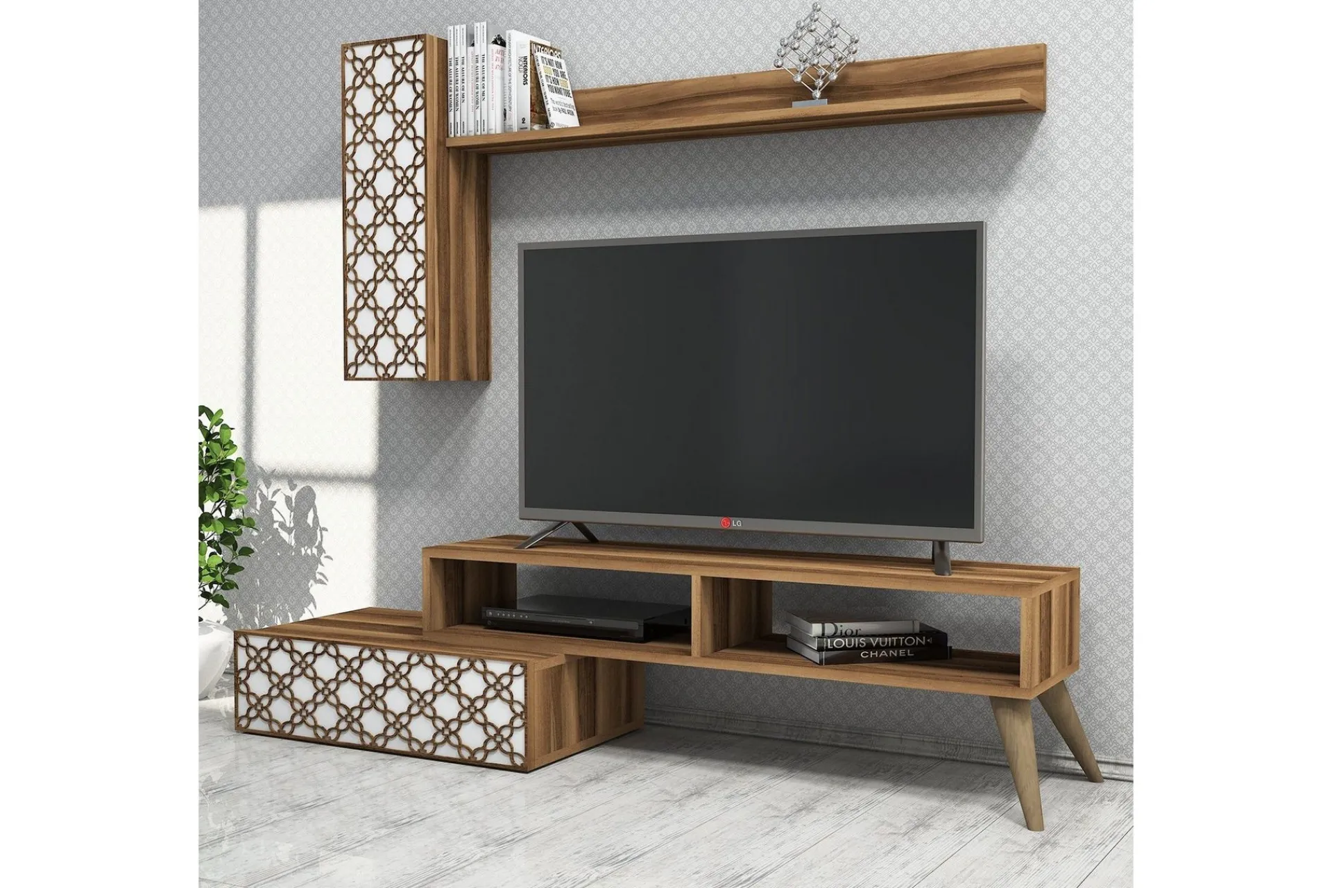 Tv-Møbelsett-Hovdane TV-Benk 150 cm Brun,Hvit