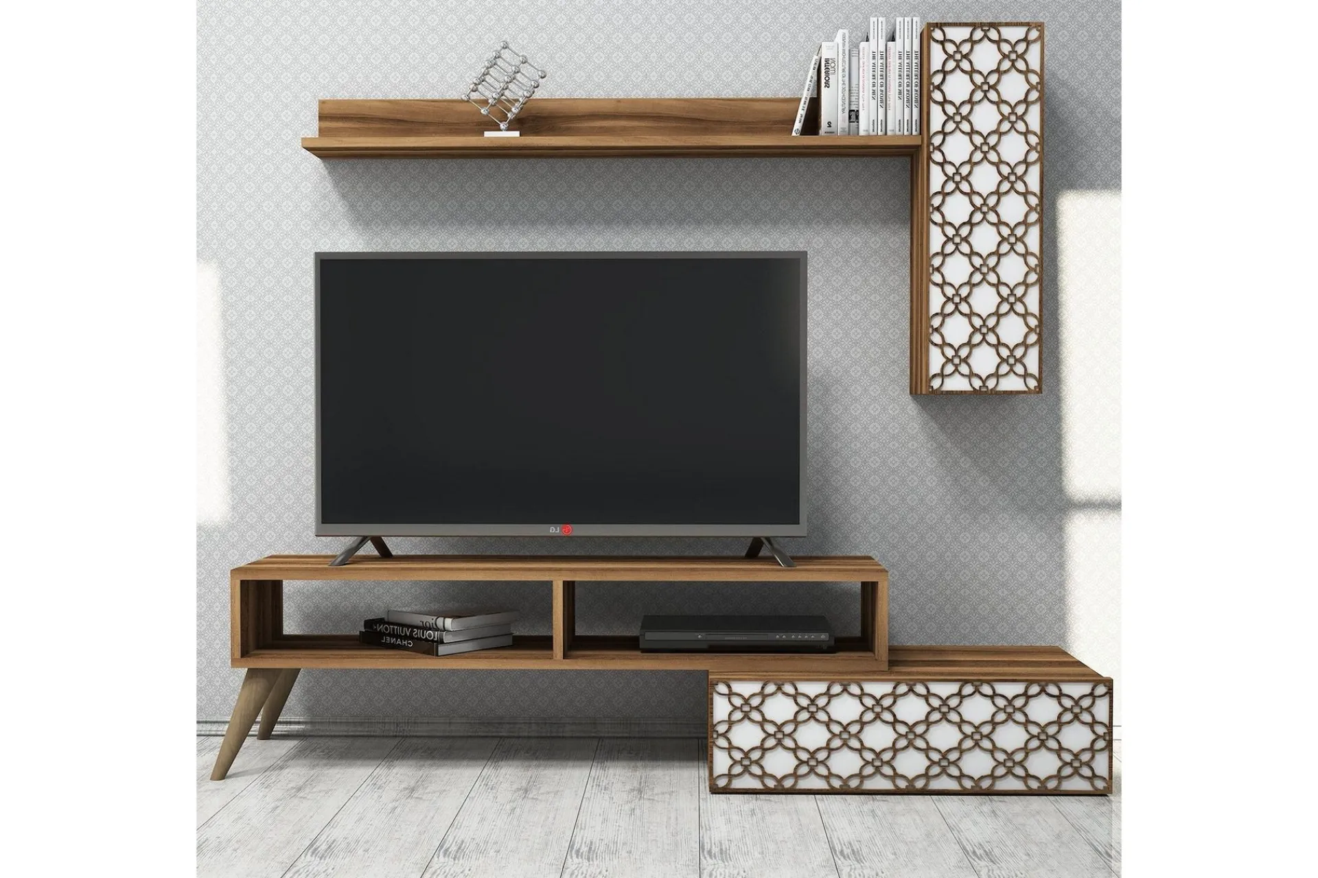 Tv-Møbelsett-Hovdane TV-Benk 150 cm Brun,Hvit