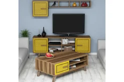 Tv-Møbelsett-Hovdane TV-Møbelsett 160 cm Brun,Gul