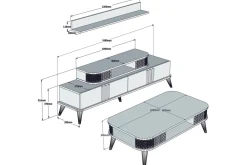 Tv-Møbelsett-Hovdane TV-møbelsett 168 cm Brun