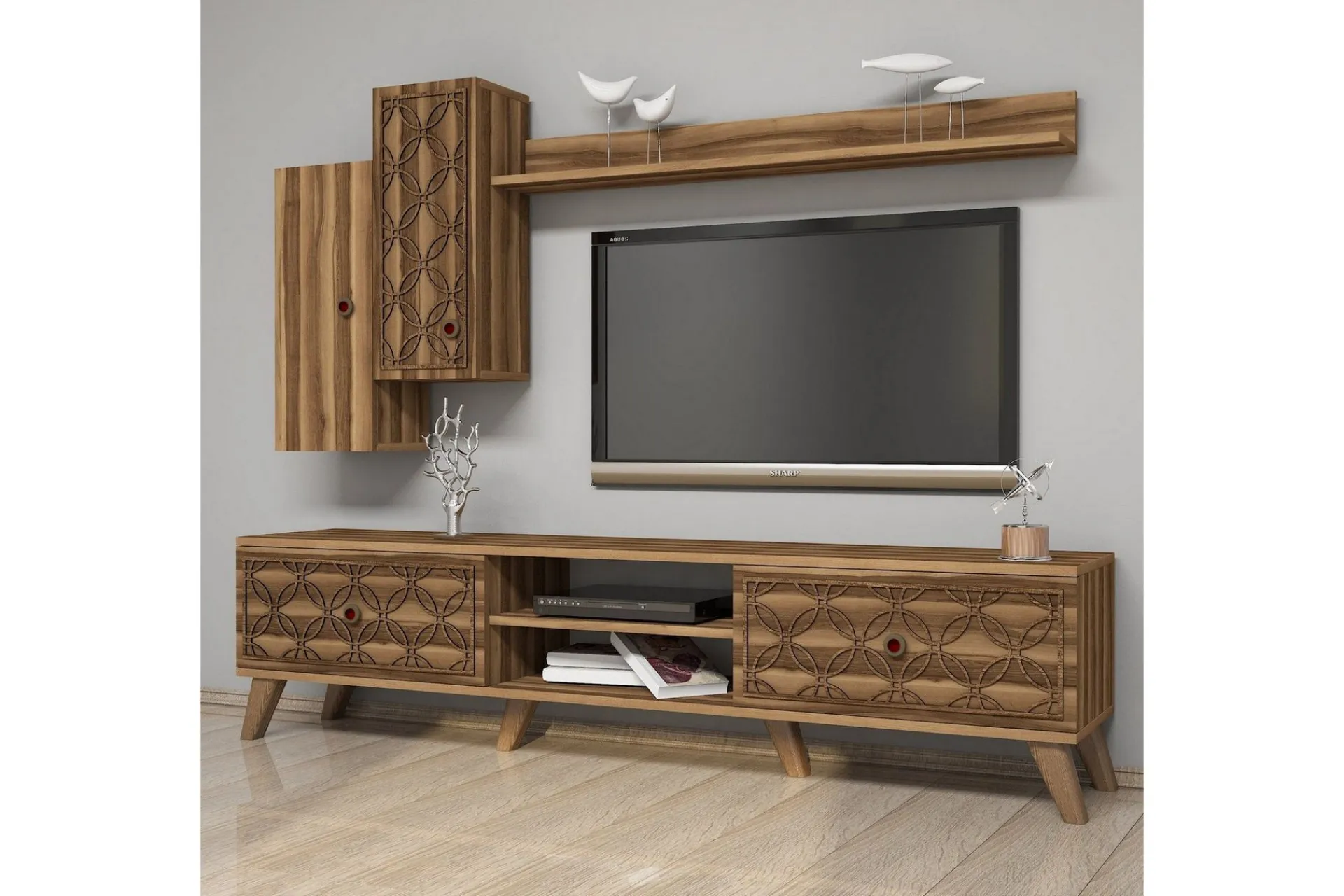 Tv-Møbelsett-Hovdane TV-møbelsett 180 cm Mørkebrun