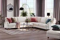 Bloomington Hjørnesofa-Howard Lyx 6-seters Høyrevendt L-formet Hjørnesofa i Bouclé Hvit