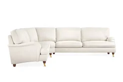Bloomington Hjørnesofa|Velour Sofa & Fløyel Sofa-Howard Lyx 6-seters Høyrevendt L-formet Hjørnesofa i Fløyel Cremehvit