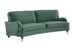 Bloomington Velour Sofa & Fløyel Sofa-Howard Lyx 3-seters Svunget Fløyelssofa Mørkegrønn