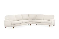 Bloomington Hjørnesofa|Velour Sofa & Fløyel Sofa-Howard Lyx 6-seters Venstrevendt L-formet Hjørnesofa i Fløyel Cremehvit