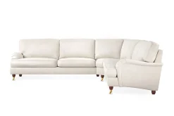 Bloomington Hjørnesofa|Velour Sofa & Fløyel Sofa-Howard Lyx 6-seters Venstrevendt L-formet Hjørnesofa i Fløyel Cremehvit
