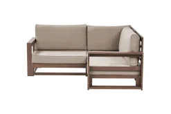 Hagebenk & Hagesofa-Hörnsoffa Beliani Timor Ljus trä/grått/beige, Ja Dark wood||Grey||Beige Mørkt tre,Grey,Beige