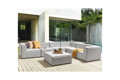 Lounge Sofa|Lounge Sofa-Hörnsoffa med fotpall Beliani Arezzo Beige/svart, Högervänd Grey, Black Right-faced Grey,Svart
