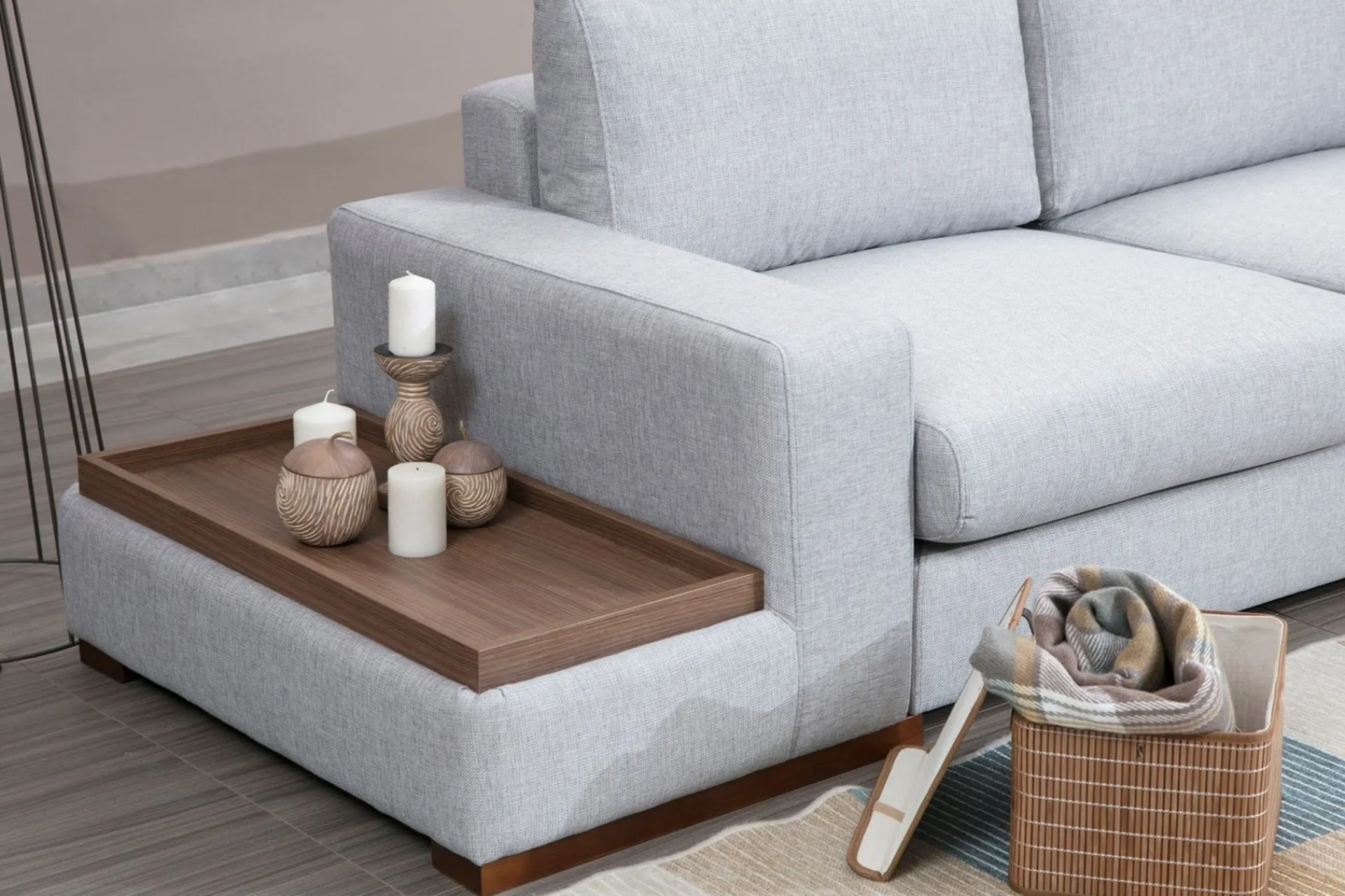 Sofa Med Sjeselong-Huelva Divansofa Grey