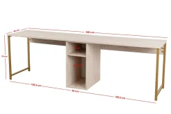 Kontorbord-Hu Skrivebord 60x240 cm Beige,Gull