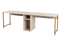 Kontorbord-Hu Skrivebord 60x240 cm Beige,Gull