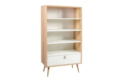Bokhylle-Hylle HELENA 80x40xH140cm MDF naturlig / hvit Hvit,Tre/Natur