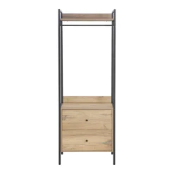 Hattehylle|Hattehylle-Hylle til entré HOME4YOU Hannes 64x40x180 cm rustikk melamin med skuffer brun