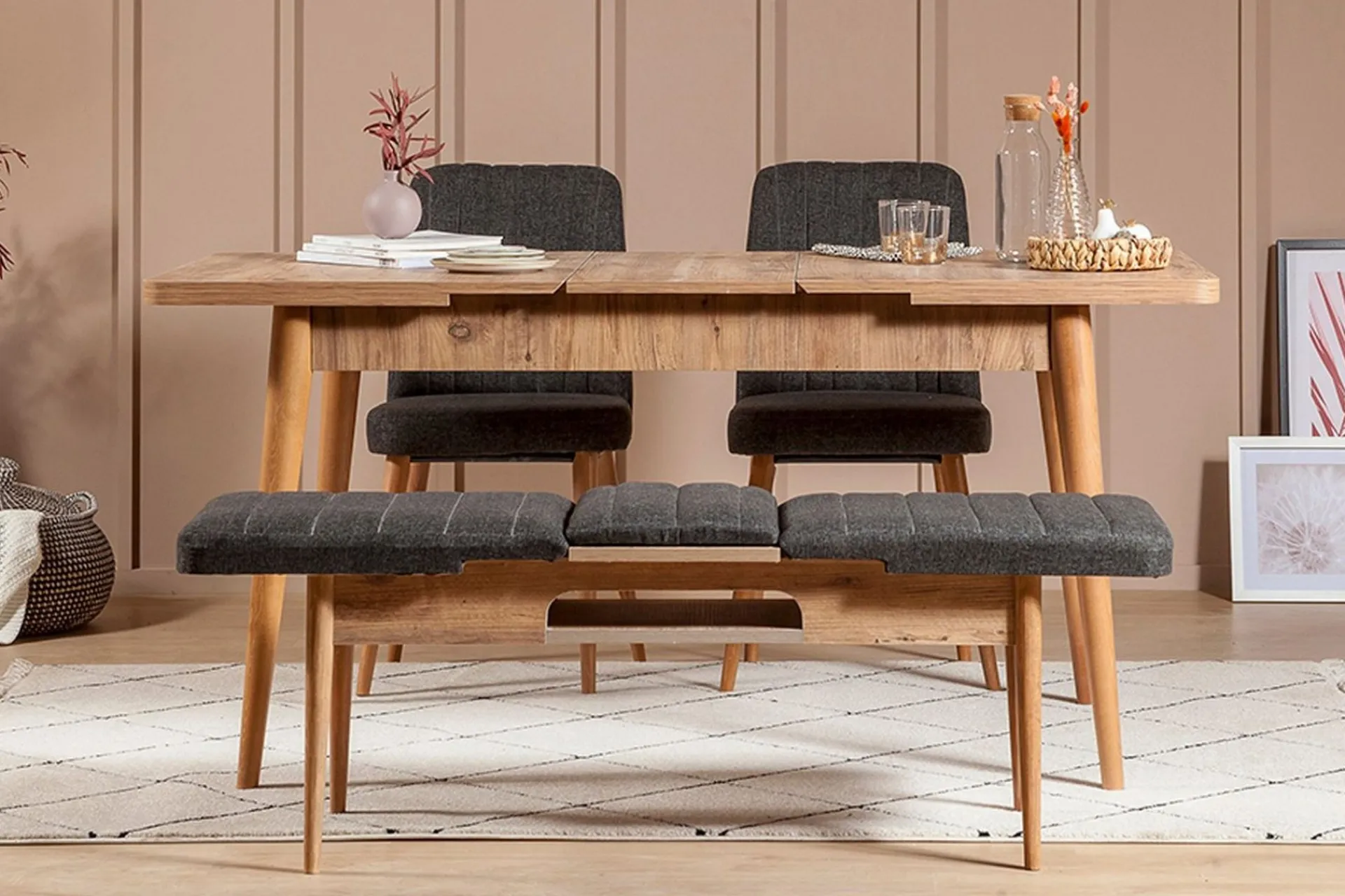 Spisegrupper-Idehult Spisegruppe 4 deler 75 cm Natur,Antracit