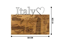 Skilt-I Love You Italy Veggdekor Svart/Valnøtt
