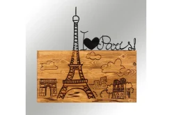 Skilt-I Love You Paris Veggdekor Svart/Valnøtt