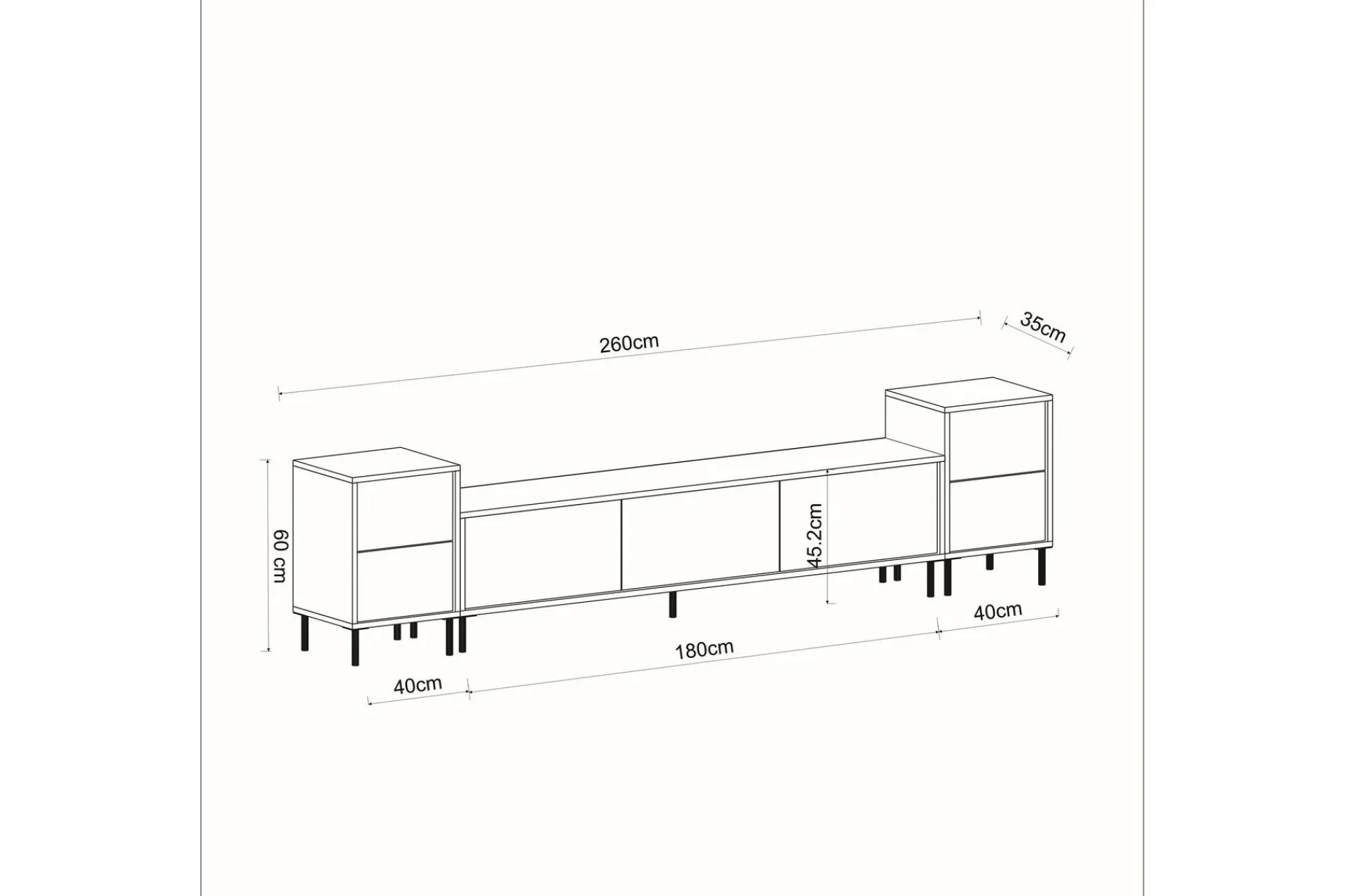 Tv-Benk & Mediabenk-Imaj TV-benk 180 cm Hvit,Gull