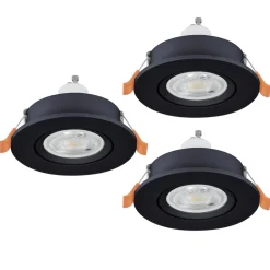 Spotlights & Downlights-Innfelt lampe Barranco 90 mm 4000K Set om 3 Svart