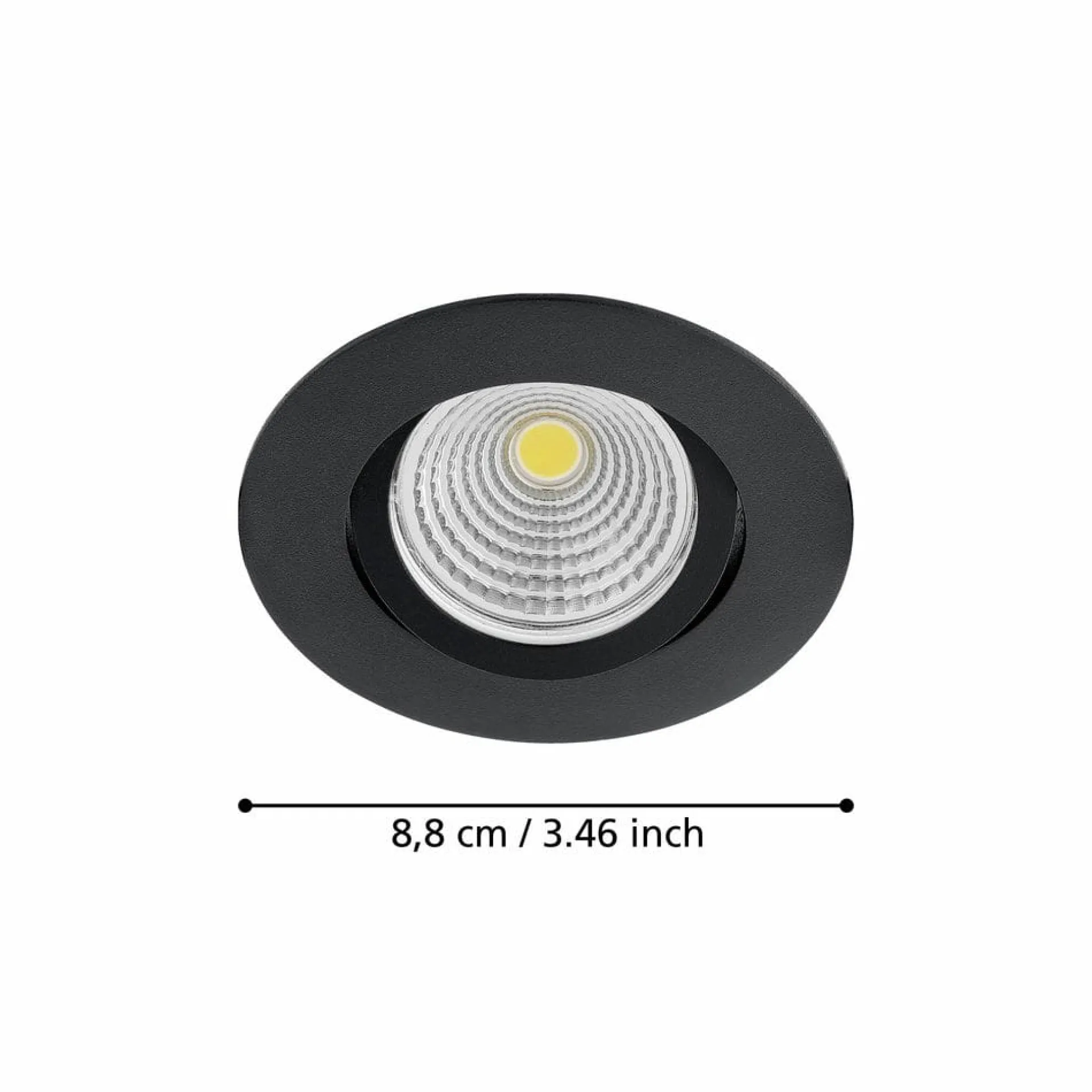 Spotlights & Downlights-Innfelt lampe Saliceto Ø88 mm 2700K Svart