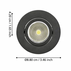 Spotlights & Downlights-Innfelt lampe Saliceto 88 mm 4000K Svart