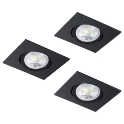Spotlights & Downlights-Innfelt lampe Saliceto 88x88 mm 4000K Sett av 3 Svart