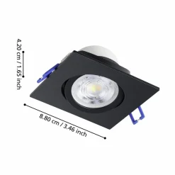 Spotlights & Downlights-Innfelt lampe Saliceto 88x88 mm 4000K Sett av 3 Svart