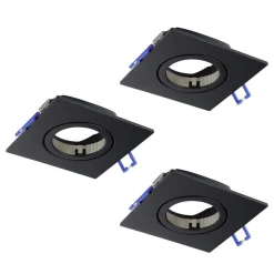 Spotlights & Downlights-Innfelt lampe Saliceto 88x88 mm 4000K Sett av 3 Svart