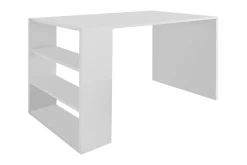Kontorbord-Irbene Skrivebord 90 cm med Oppbevaring 3 Hyller Hvit