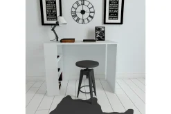 Kontorbord-Irbene Skrivebord 90 cm med Oppbevaring 3 Hyller Hvit