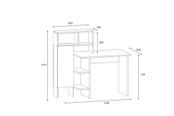 Kontorbord-Irbene Skrivebord 135 cm med Oppbevaring Hyller + Skap Natur,Antracit