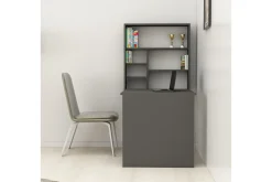 Kontorbord-Irbene Veggskrivebord 59 cm med Oppbevaring Hylle Antracit