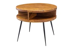 Wohnling Sofabord-Irias Sofabord 60 cm med Oppbevaring Hylle Rundt Tre/Natur