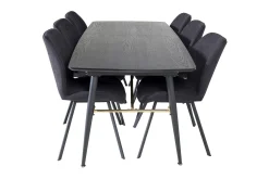 Venture Home Spisegrupper-Irunea Forlengningsbar Spisegruppe 180 cm inkl. 6 Sumoas Sto Svart