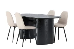 Venture Home Spisegrupper-Isolde Spisegruppe 180 cm Oval med 4 Polar Stoler Beige,Svart