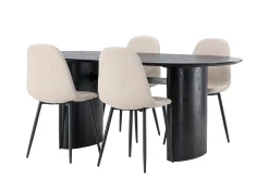 Venture Home Spisegrupper-Isolde Spisegruppe 180 cm Oval med 4 Polar Stoler Beige,Svart