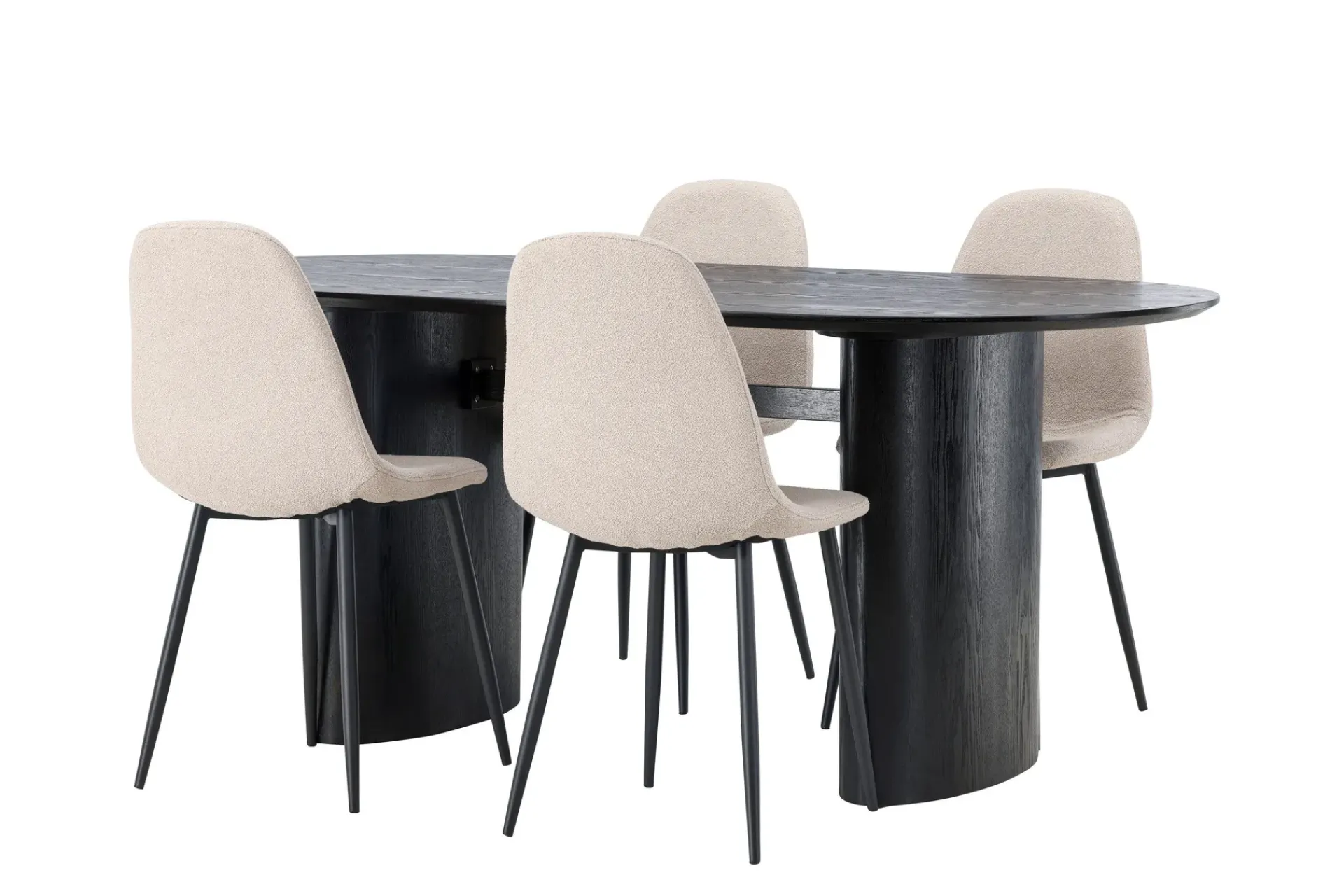 Venture Home Spisegrupper-Isolde Spisegruppe 180 cm Oval med 4 Polar Stoler Beige,Svart