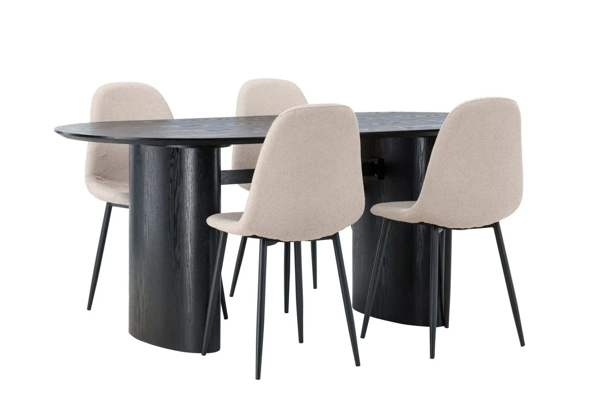 Venture Home Spisegrupper-Isolde Spisegruppe 180 cm Oval med 4 Polar Stoler Beige,Svart