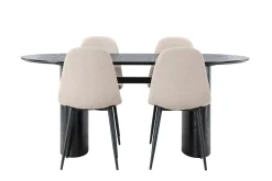 Venture Home Spisegrupper-Isolde Spisegruppe 180 cm Oval med 4 Polar Stoler Beige,Svart