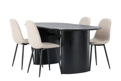 Venture Home Spisegrupper-Isolde Spisegruppe 180 cm Oval med 4 Polar Stoler Beige,Svart