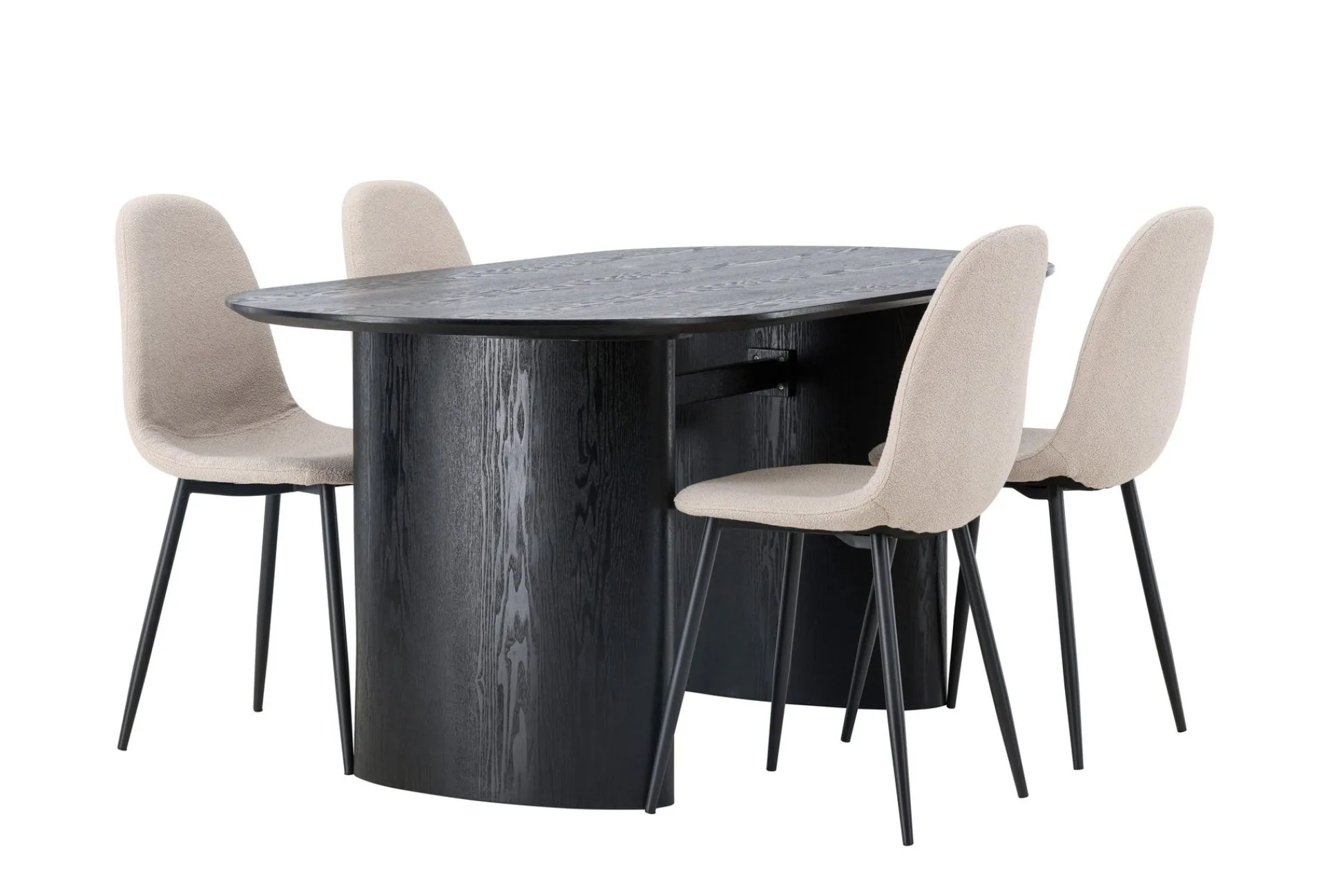 Venture Home Spisegrupper-Isolde Spisegruppe 180 cm Oval med 4 Polar Stoler Beige,Svart