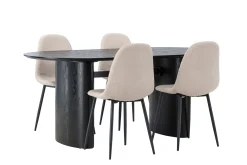 Venture Home Spisegrupper-Isolde Spisegruppe 180 cm Oval med 4 Polar Stoler Beige,Svart