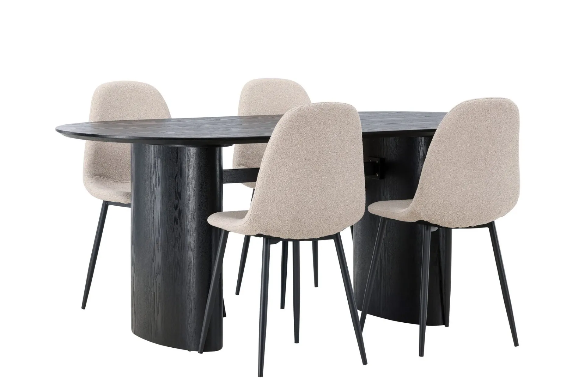 Venture Home Spisegrupper-Isolde Spisegruppe 180 cm Oval med 4 Polar Stoler Beige,Svart