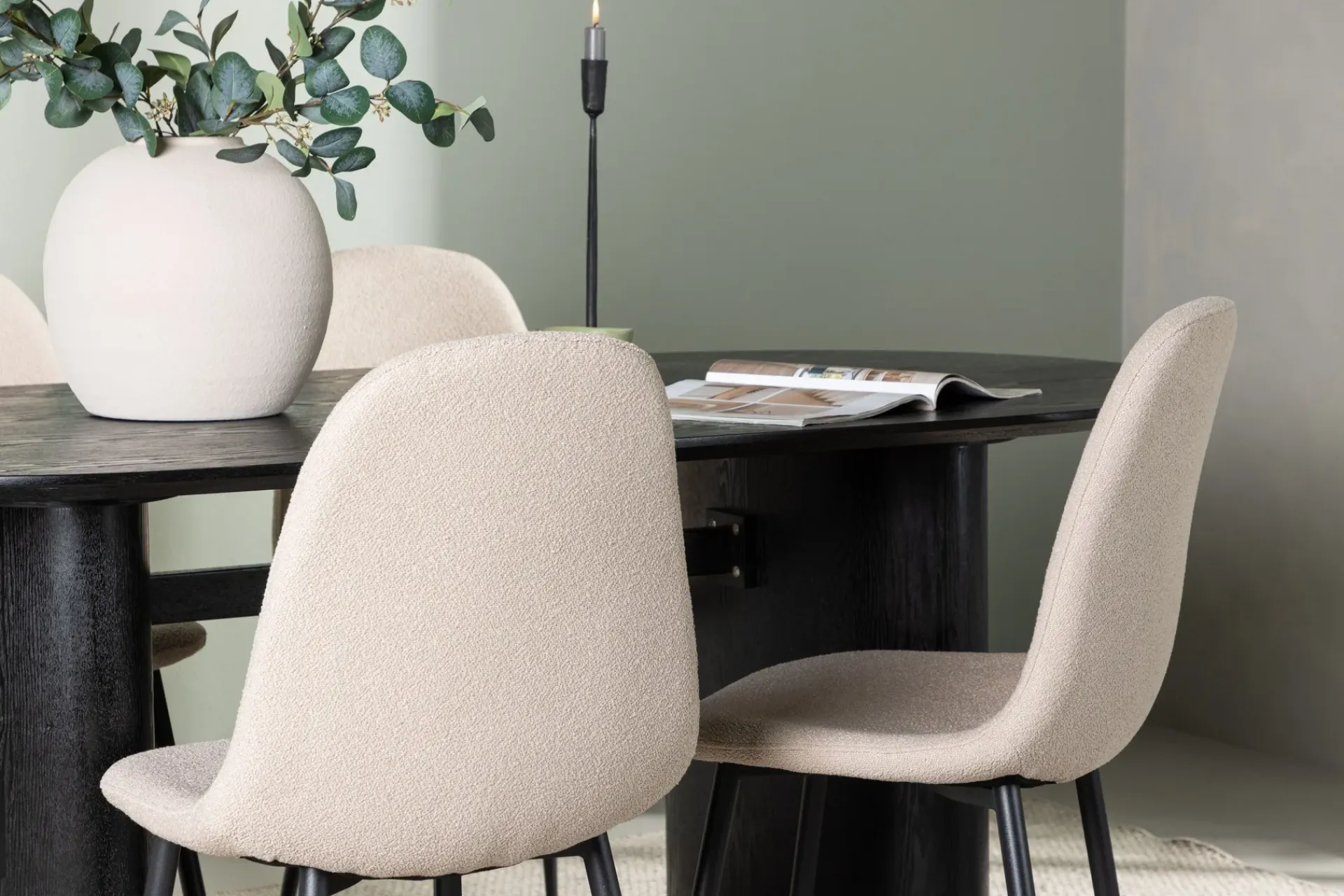 Venture Home Spisegrupper-Isolde Spisegruppe 180 cm Oval med 4 Polar Stoler Beige,Svart