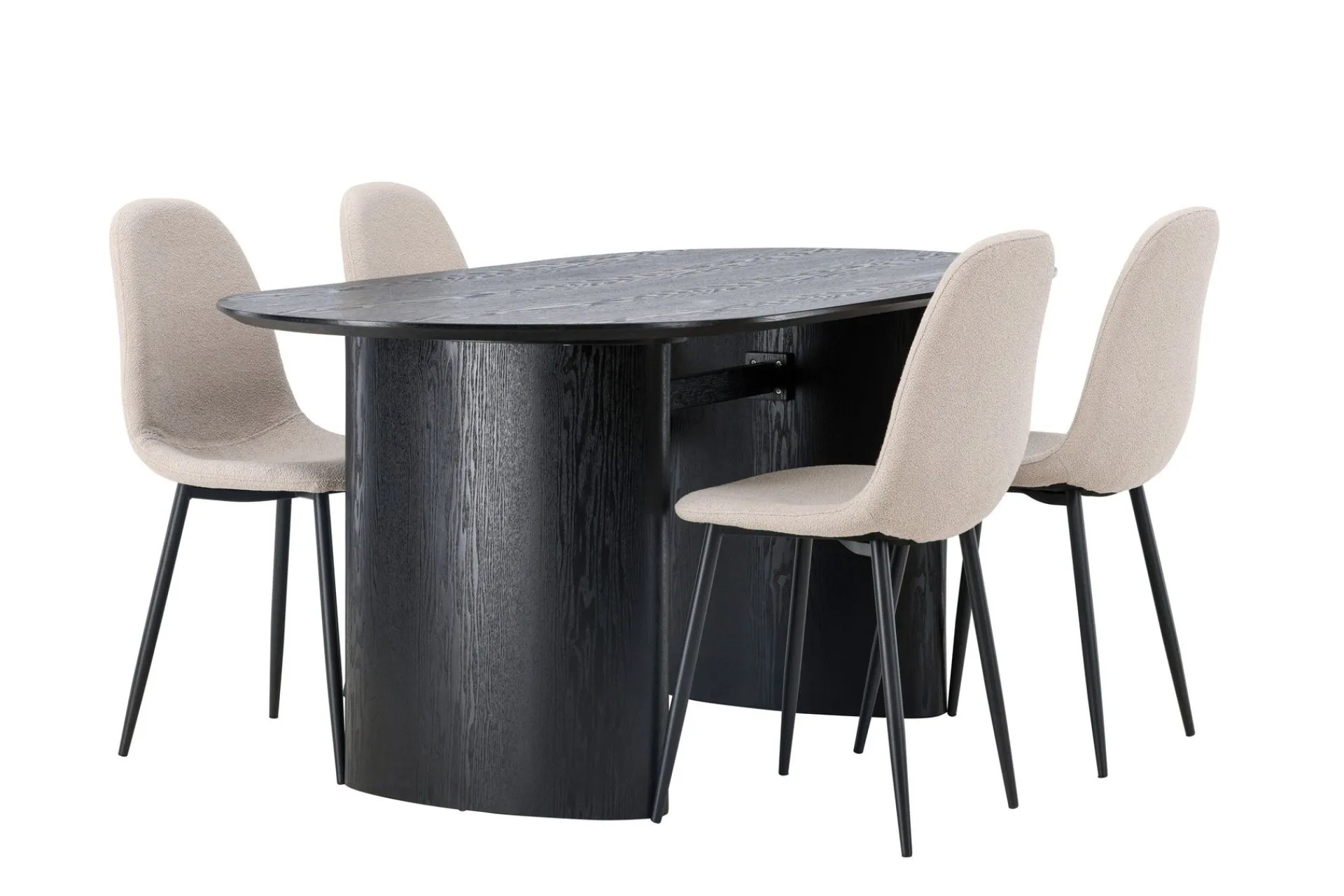 Venture Home Spisegrupper-Isolde Spisegruppe 180 cm Oval med 4 Polar Stoler Beige,Svart