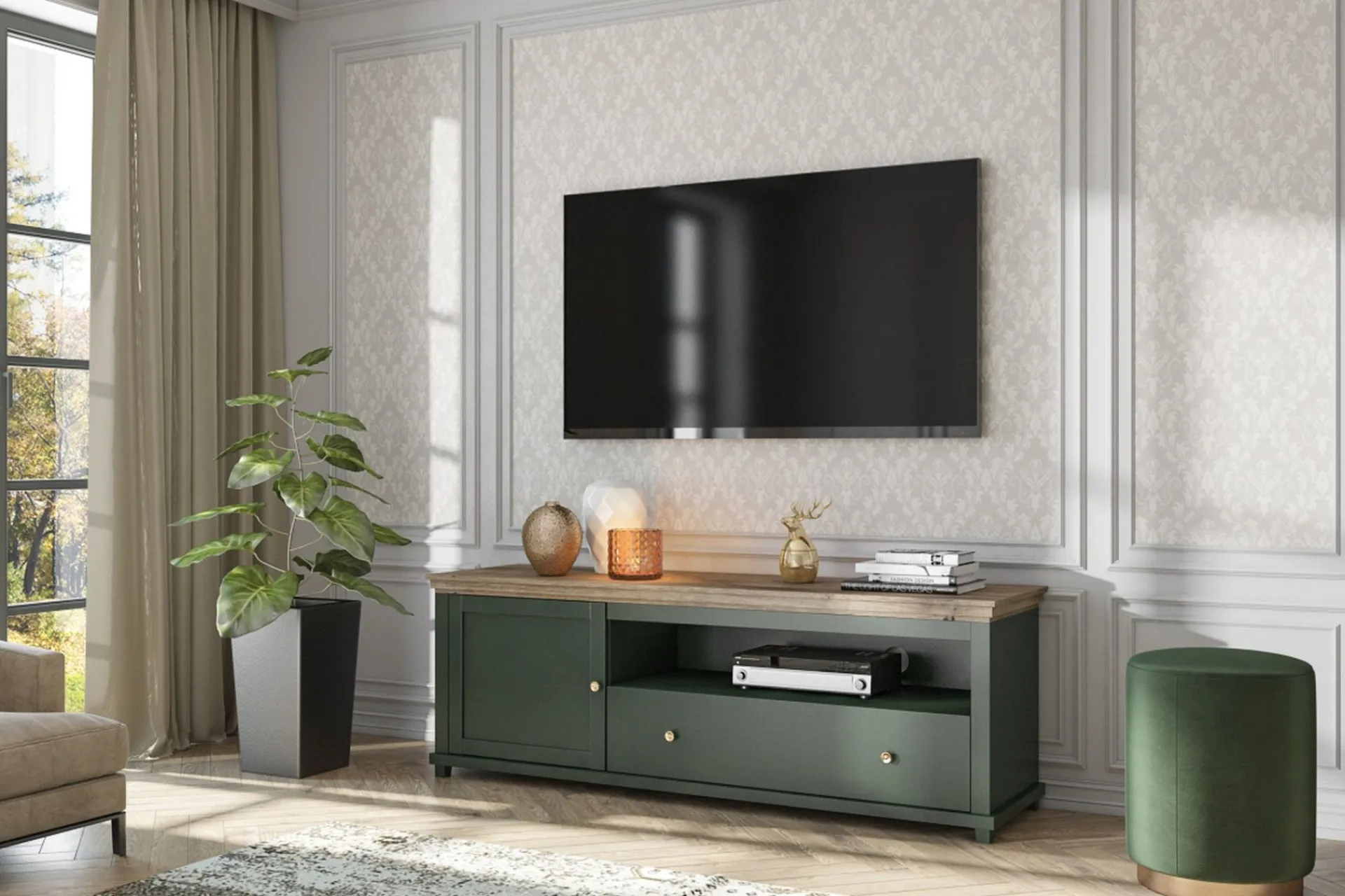 Tv-Benk & Mediabenk-Ivreri Tv-benk 181 cm Natur,Khaki