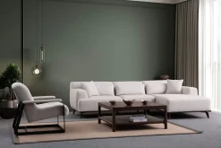 Sofa Med Sjeselong-Jaguar 4-seters Sofa med Divan Hvit