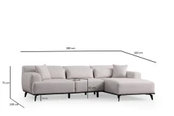 Sofa Med Sjeselong-Jaguar 4-seters Sofa med Divan Hvit