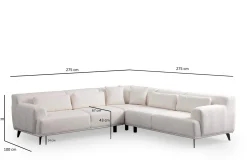 Sofa Med Sjeselong-Jaguar 4-seters Sofa med Divan Hvit