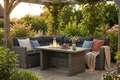 Comfort Garden Puteoppbevaring & Møbelbeskyttelse|Hagemøbler Barn-James loungegruppe utendørs venstre – 5-seters sofagruppe i kunstrotting Grå